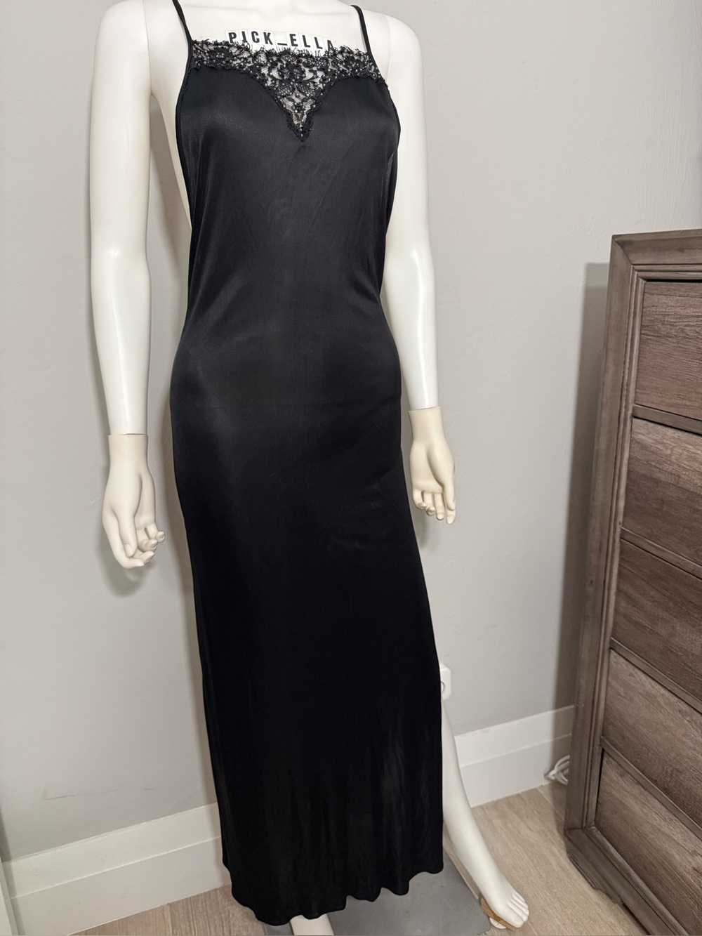 S VS Victoria’s Secret Black Rhinestone Vintage VSCollection lingerie Slip Dress